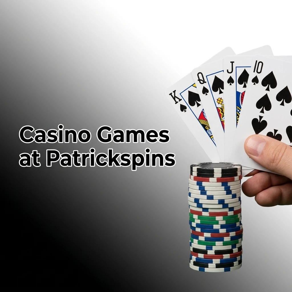 Wide selection of casino games at Patrickspins including slots, live roulette, blackjack, and table games for UK players
