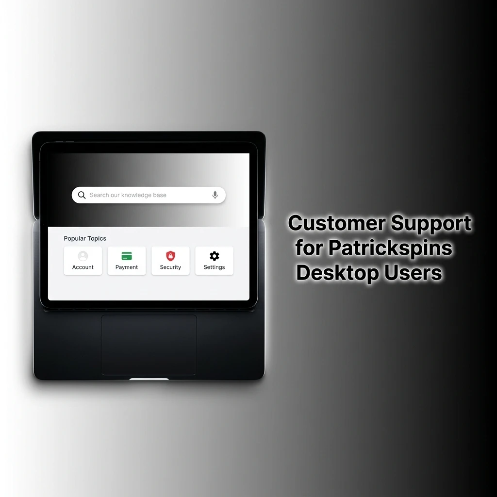Patrickspins desktop customer support options including live chat, email, and help centre contact methods