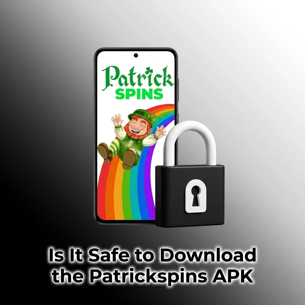Patrickspins APK download safety showing SSL encryption and UK gambling licence compliance on a secure mobile app