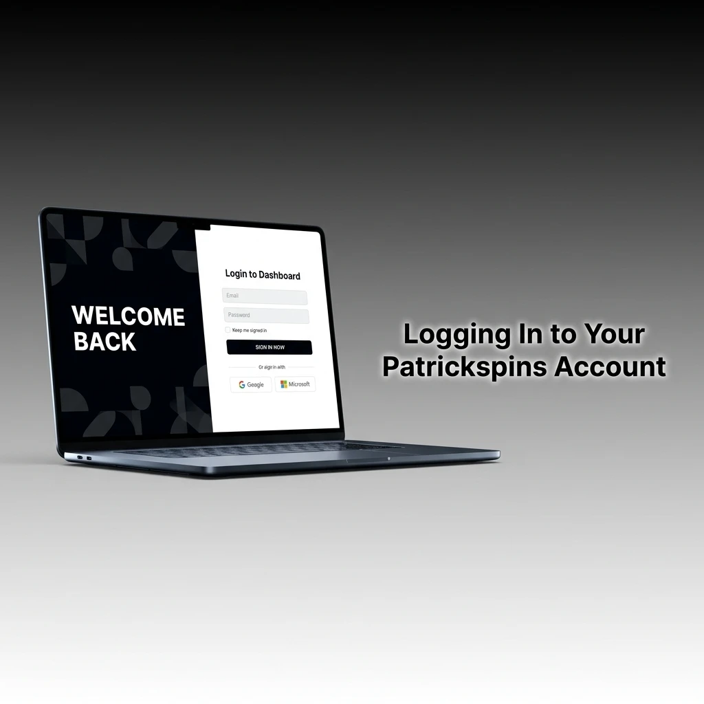 Patrickspins account login page showing email and password fields with a login button for secure account access