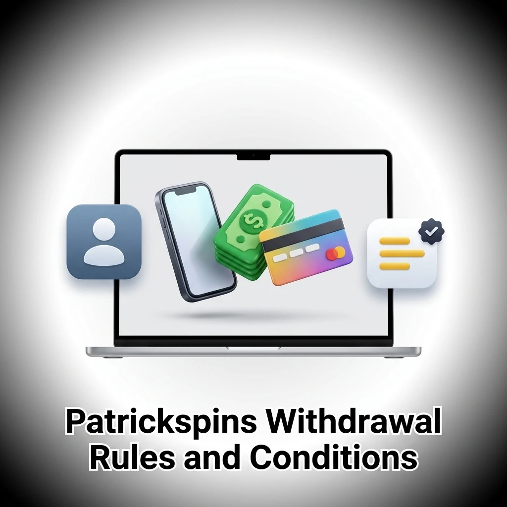 Patrickspins withdrawal rules covering KYC verification, wagering requirements, minimum amounts, and AML payment conditions for UK players