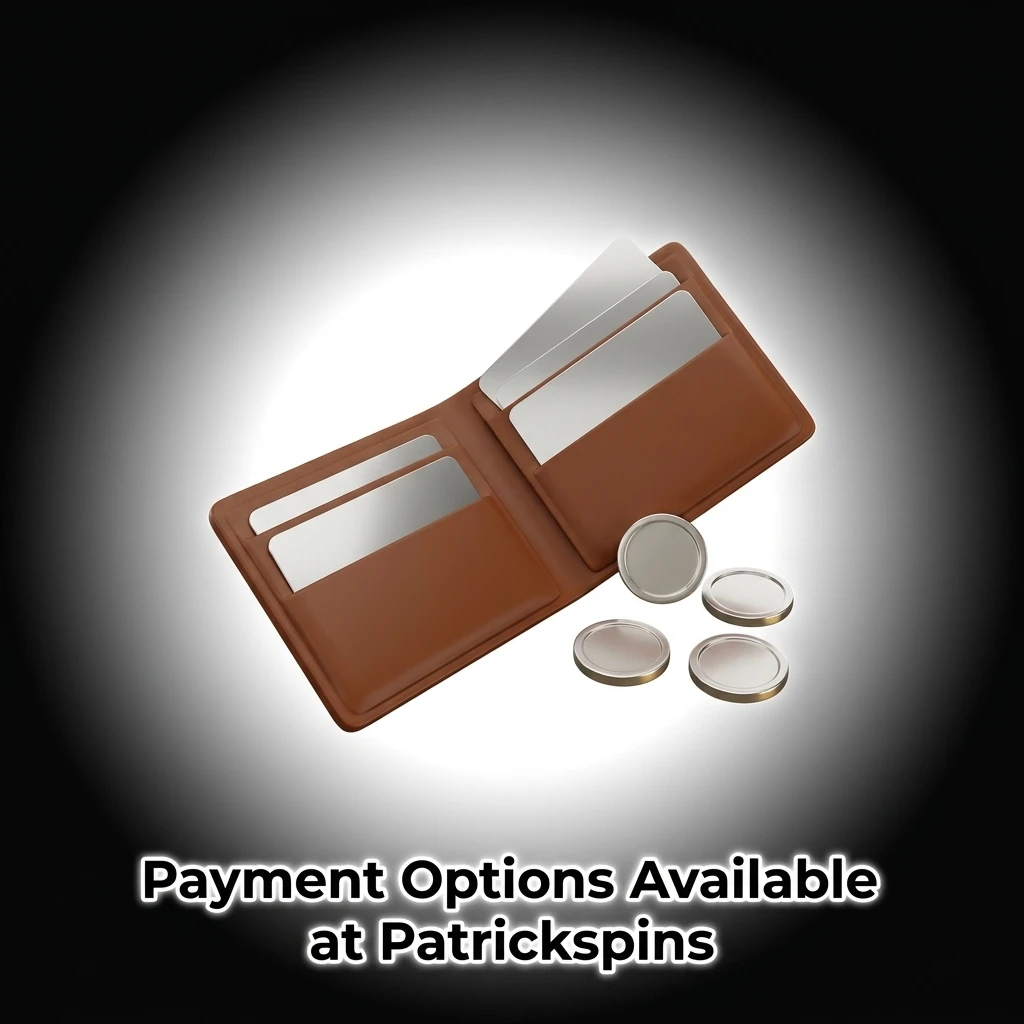 Payment options at Patrickspins including USDT ERC20, Visa, and Mastercard for UK players