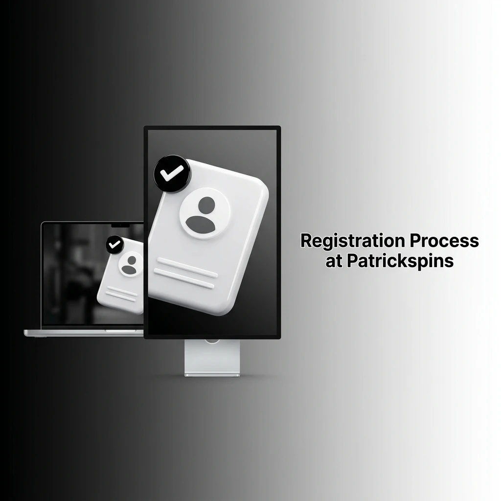 Patrickspins registration process showing five steps from sign-up form to first deposit for new players