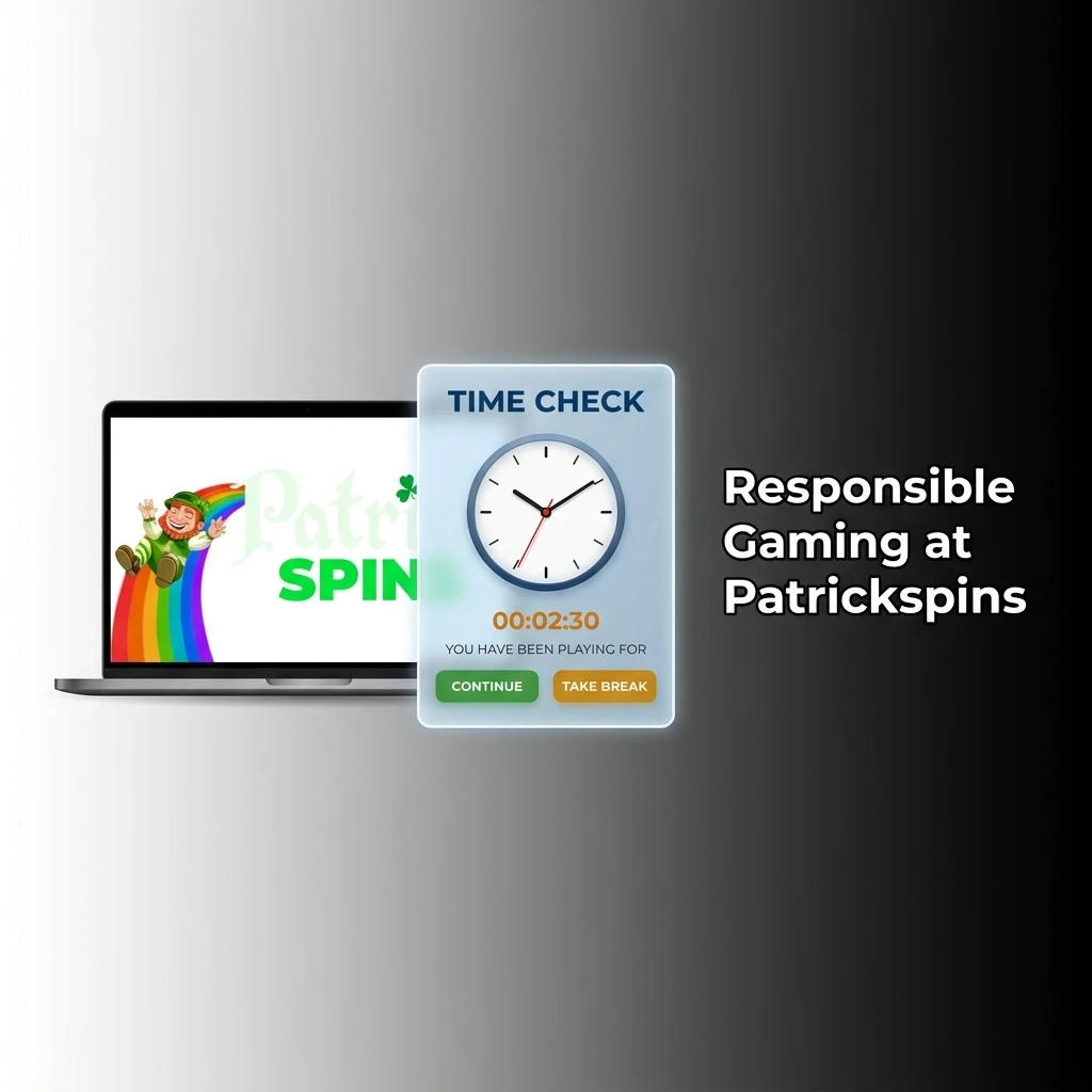 Patrickspins responsible gaming tools including deposit limits, self-exclusion, and links to GamCare for UK players