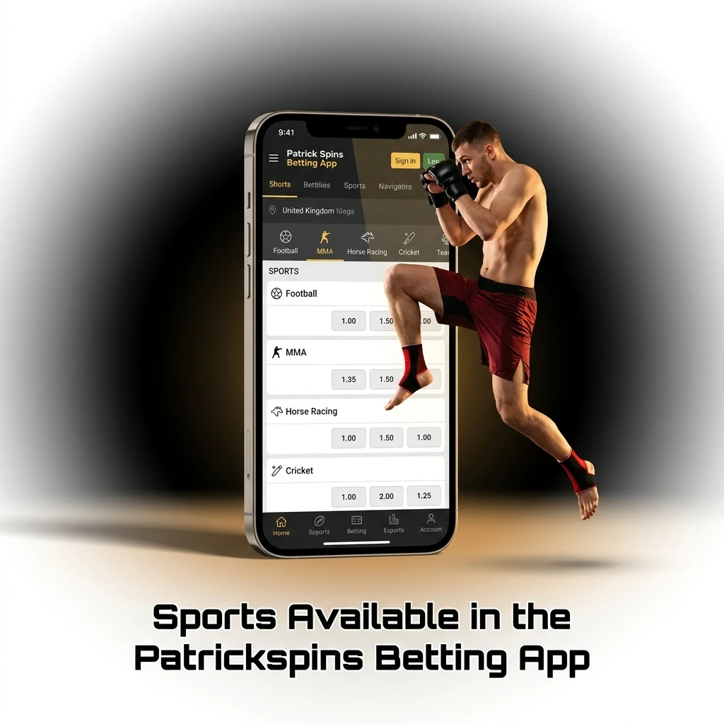 Patrickspins betting app sports selection including football, basketball, tennis, eSports and more for live and pre-match betting