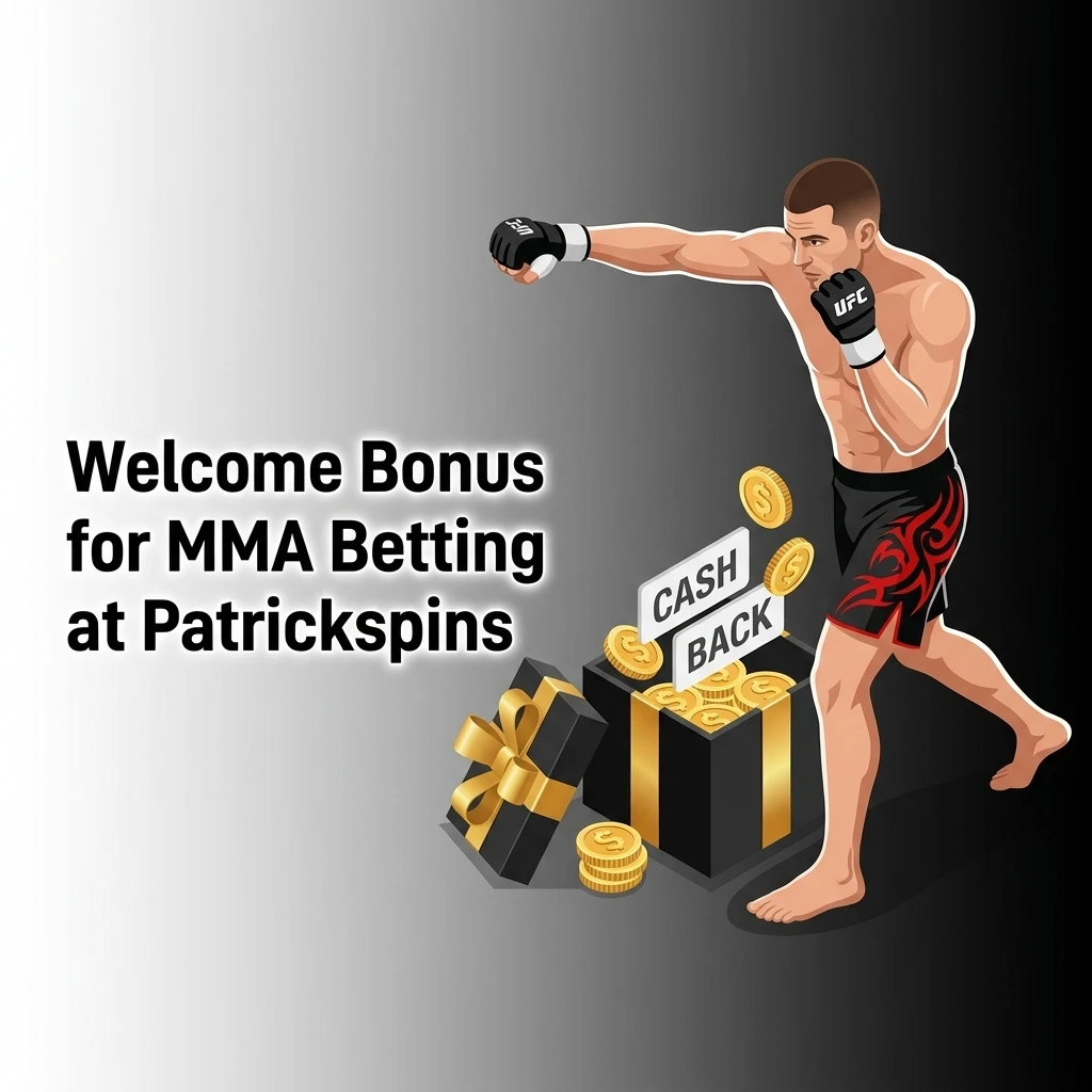 Patrickspins welcome bonus for MMA betting in the UK, triggered by first qualifying deposit with rollover requirements.